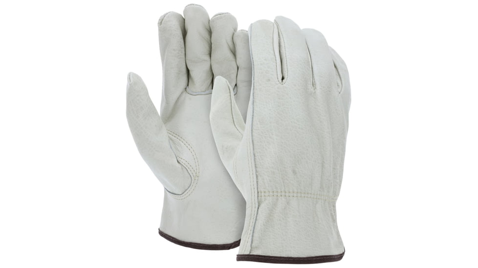 MCR Safety Leather Drivers Work Gloves, CV Grade Unlined Grain Cow Leather, Keystone Thumb, Beige, Large, 3215L