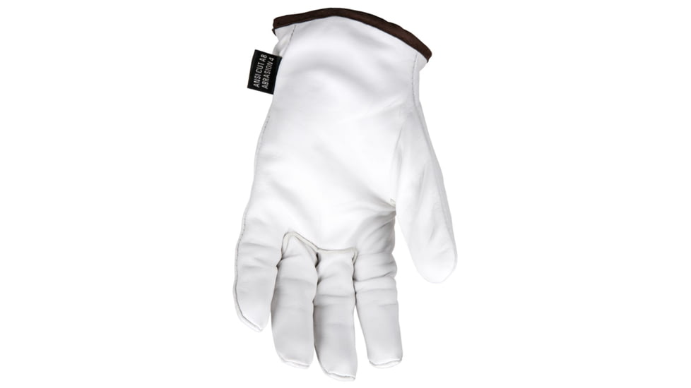 MCR Safety Leather Drivers Work Gloves, Premium Goatskin Leather, Lined with HyperMax Cut Resistant Material, Wing Thumb, White, Medium, 3604HPM