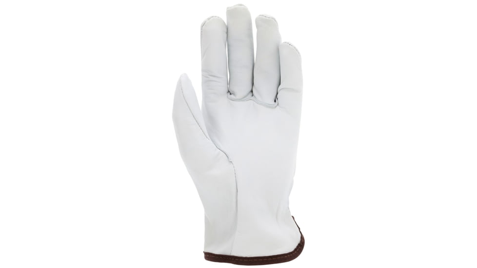 MCR Safety Leather Drivers Work Gloves, Premium Grain Goatskin Leather, Straight Thumb, White, Small, 3601S