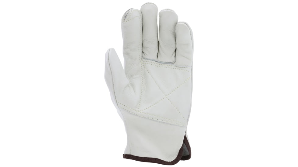 MCR Safety Leather Drivers Work Gloves, Select Grade Grain Cow, Double Palm with Wing Thumb, Beige, Small, 32113DPS