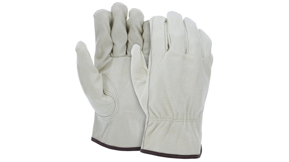 MCR Safety Leather Drivers Work Gloves, Select Grade Unlined Grain Pigskin, Keystone Thumb, Beige, Large, 3401L
