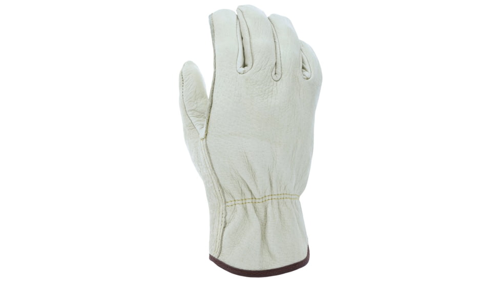 MCR Safety Leather Drivers Work Gloves, Select Grade Unlined Grain Pigskin, Straight Thumb, Beige, Small, 3400S