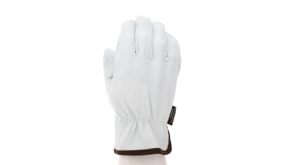 MCR Safety Leather Drivers Work Gloves, Select Grain Goatskin Leather, Straight Thumb, White, Small, 3603S