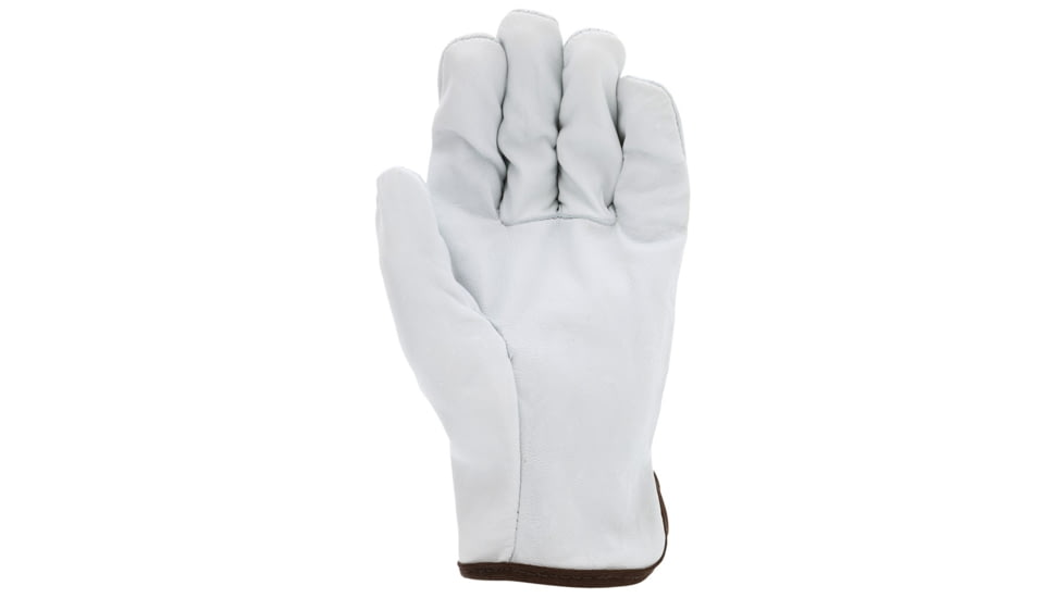MCR Safety Leather Drivers Work Gloves, Select Grain Goatskin Leather, Straight Thumb, White, Small, 3603S