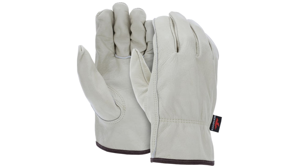 MCR Safety Leather Drivers Work Gloves, Select Grain Unlined Cow Leather, Keystone Thumb, Beige, X - Small, 3211XS