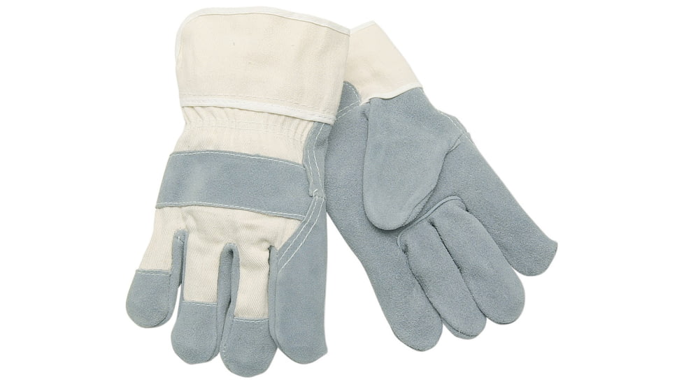 MCR Safety Leather Palm Work Glove, A Shoulder Leather, 2.5in Plasticized Duck Safety Cuff, Gray, Large, 1400
