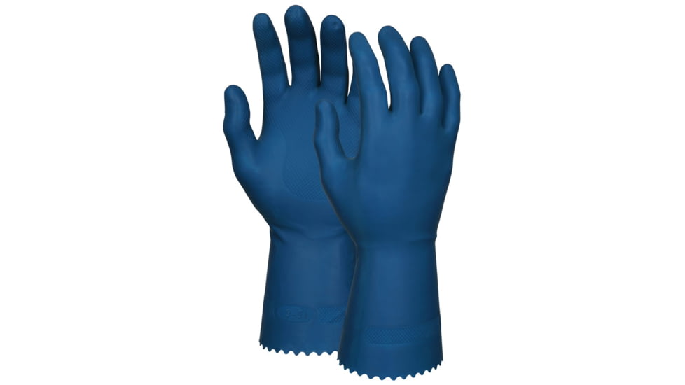 MCR Safety Long Canners Latex Gloves, 18 mil Thickness, 12in Length, Unlined Industry Standard Grade, Blue, Small, 5070B