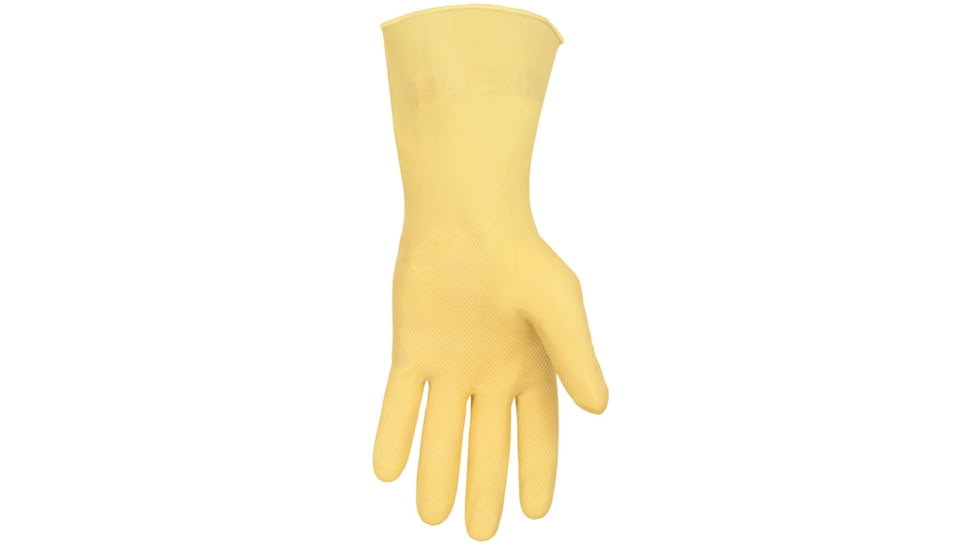 MCR Safety Long Canners Latex Gloves, 18 mil Thickness, 12in Length, Unlined Premium Grade, Amber, Large, 5110L