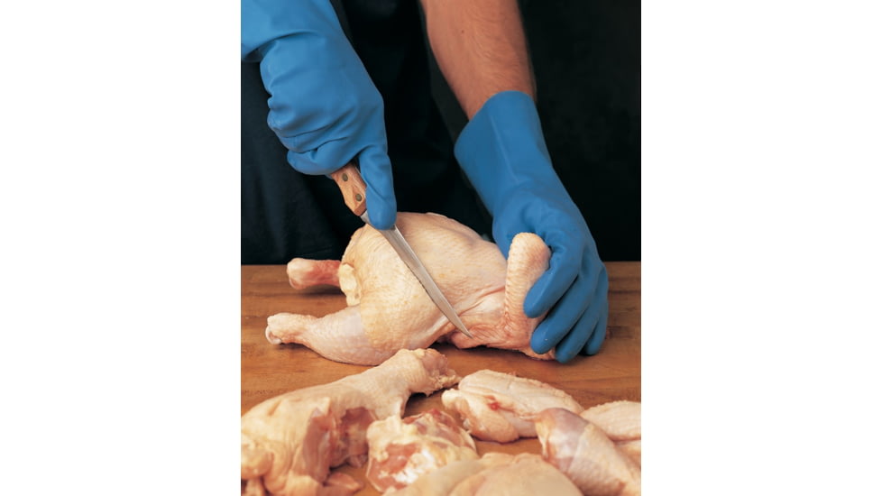 MCR Safety Long Flock Lined Rubber Latex Gloves, 18 mil Thickness, 12in Length, Industry Standard Grade, Blue, Medium, 5280B