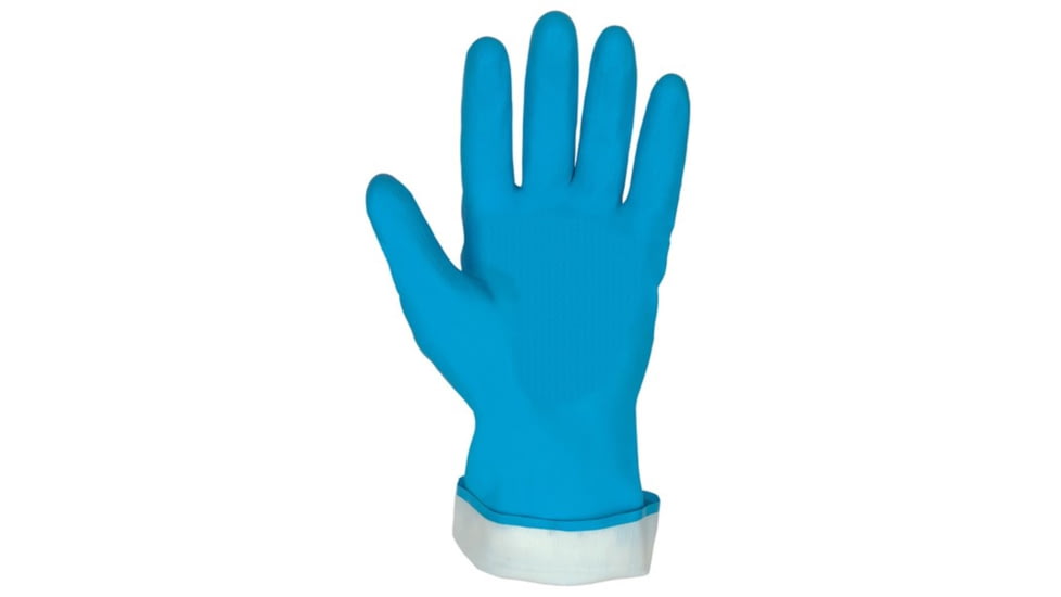MCR Safety Long Flock Lined Rubber Latex Gloves, 18 mil Thickness, 12in Length, Industry Standard Grade, Blue, Medium, 5280B