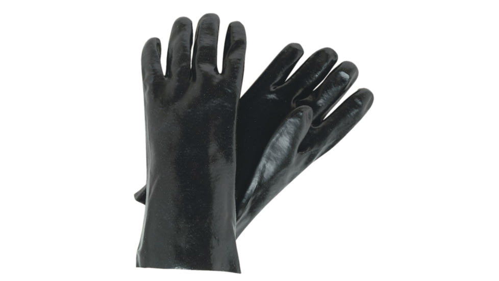 MCR Safety Long PVC Coated Work Gloves, Single Dipped with Smooth PVC, Soft Interlock Lining, 14in Length, Right Hand Only, Black/White, Large, 6300RH