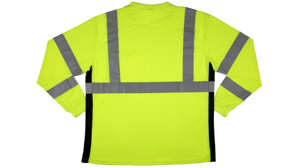 MCR Safety LSTSCL3MLX4 Hi Vis Safety Work T-Shirts, Soft Poly Birdseye Mesh, Long Sleeve and Tagless Design, ANSI 107 Type R Class 3, Lime, 4X, LSTSCL3MLX4