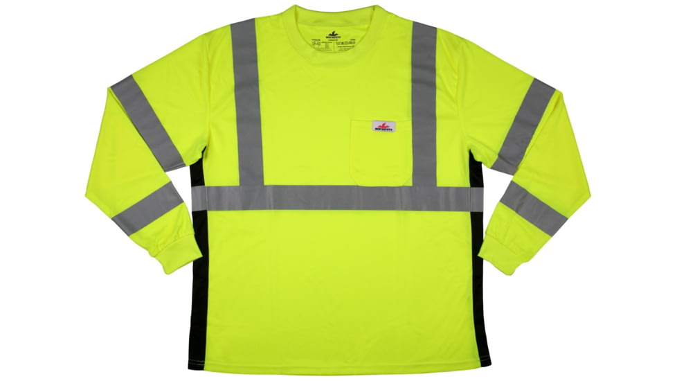 MCR Safety LSTSCL3MLX4 Hi Vis Safety Work T-Shirts, Soft Poly Birdseye Mesh, Long Sleeve and Tagless Design, ANSI 107 Type R Class 3, Lime, 4X, LSTSCL3MLX4