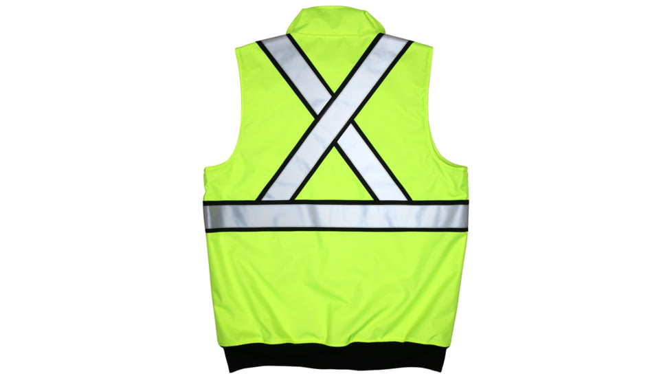 MCR Safety Luminator Body Warmer, ANSI Class 2, Water Resistant, Insulated Poly, Fleece Liner w/Zipper Front, Fluorescent Lime, L, BWCS2LL