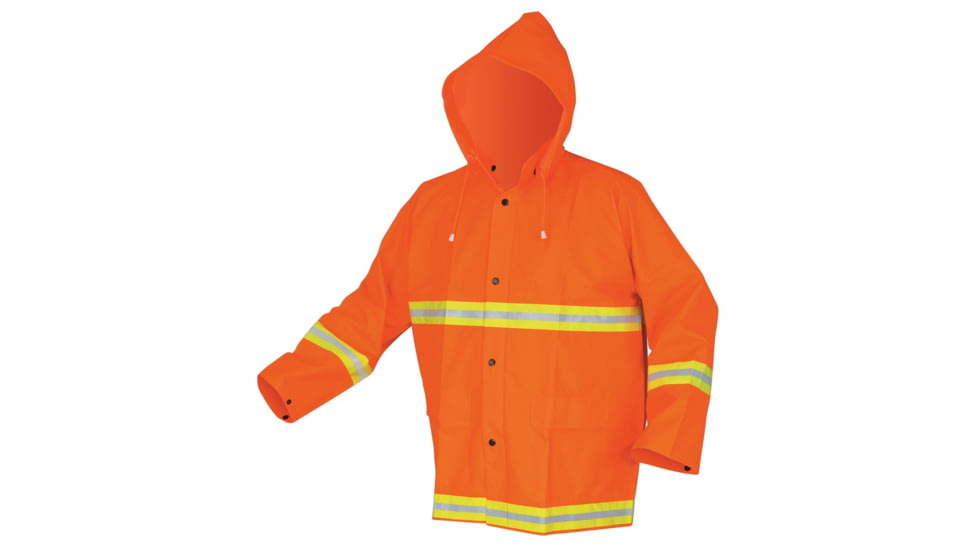 MCR Safety Luminator Series Reflective 3 Piece Waterproof Rain Suit, .35mm PVC/Poly, Orange, M, 2013RM