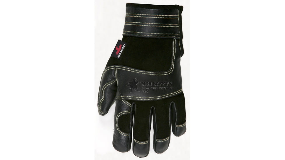 MCR Safety Mechanics Gloves, Deerskin Back with Grain Cow Palm and Palm Patches, Sewn with DuPont Kevlar Thread, Black, XX - Large, 925XXL