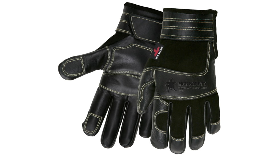 MCR Safety Mechanics Gloves, Deerskin Back with Grain Cow Palm and Palm Patches, Sewn with DuPont Kevlar Thread, Black, XX - Large, 925XXL