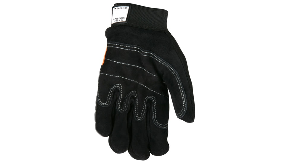 MCR Safety Mechanics Gloves, Reinforced Double Palm, Hi-Vis Back, Reflective Knuckle Strip and Fingertips, Black, X - Large, 911DPXL