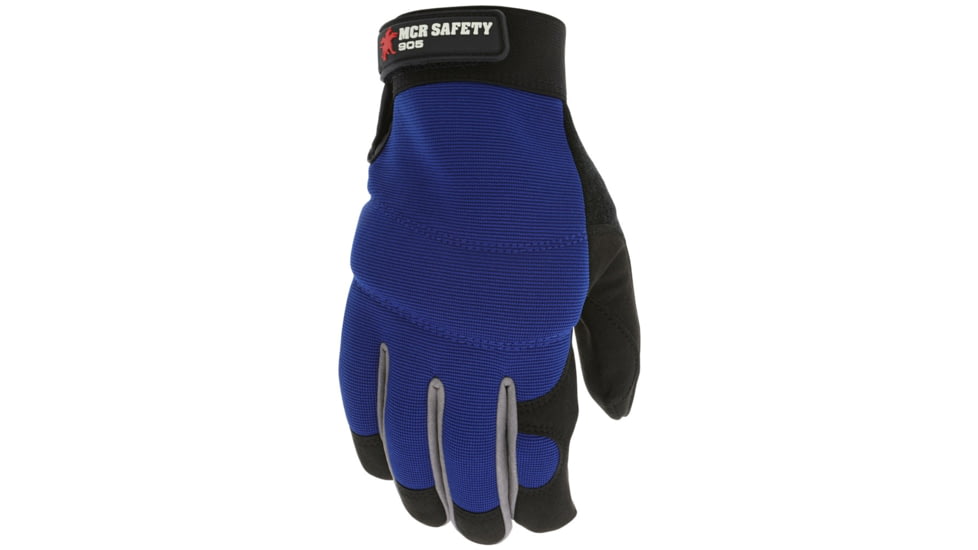 MCR Safety Mechanics Gloves, Synthetic Leather Palm, Adjustable Hook and Loop Wrist Closure, Black and Gray, X - Large, 905XL