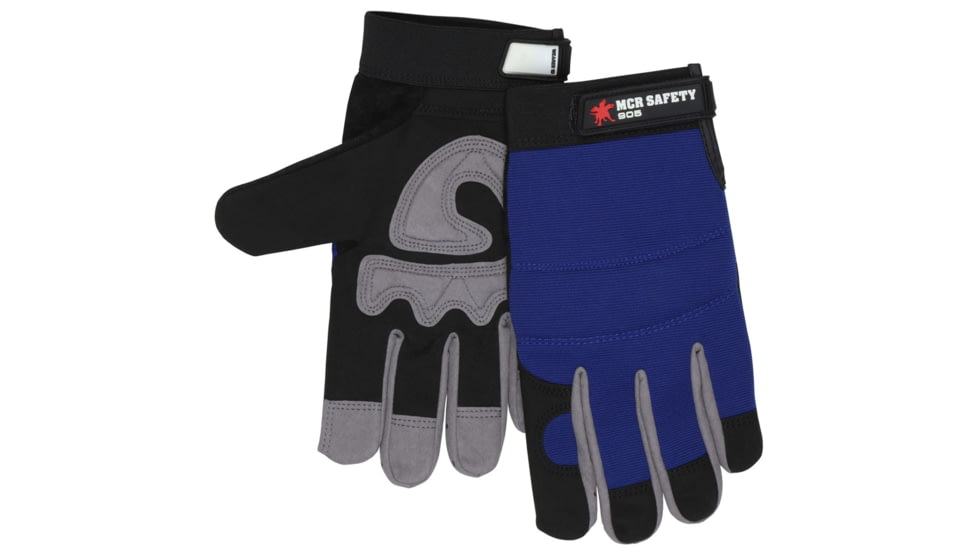 MCR Safety Mechanics Gloves, Synthetic Leather Palm, Adjustable Hook and Loop Wrist Closure, Black and Gray, X - Large, 905XL