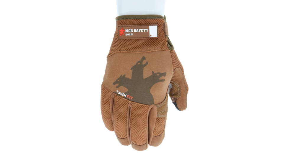 MCR Safety Mechanics Gloves with Taskfit Design, Goatskin Leather Palm and Nylon Spandex Back, Brown, Medium, 962M