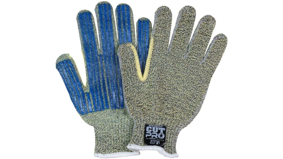 MCR Safety Cut Pro Hero Technology 7-Gauge Regular Weight PVC Striped Palm Cut Resistant Work Gloves, 2XL, 93868XXL