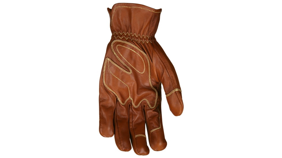 MCR Safety Mustang Leather Drivers Utility Work Gloves, Grain Goat Double Palm, Lined and Sewn with DuPont Kevlar, Wing Thumb, Brown, Large, MU3624KL