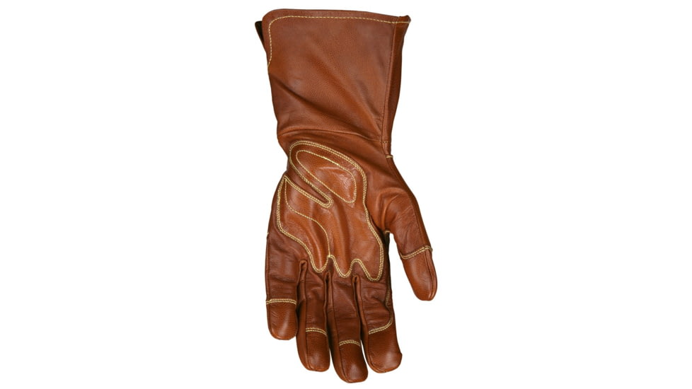 MCR Safety Mustang Leather Drivers Utility Work Gloves, Grain Goat Double Palm, Unlined, Sewn with DuPont Kevlar, Extended Gauntlet Cuff and Wing Thumb, Brown, X - Large, MU3624GXL