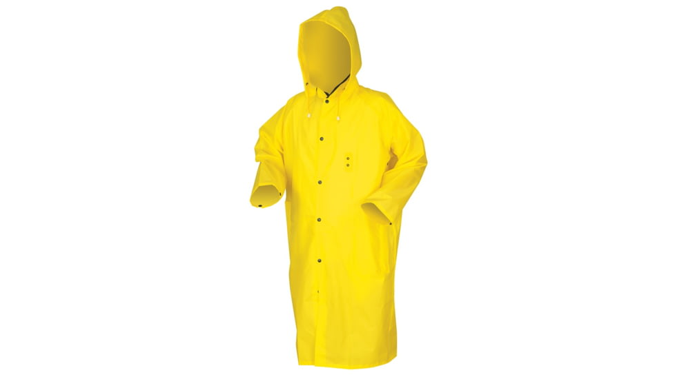 MCR Safety Navigator Series Waterproof Long Raincoat, .22mm PU/Nylon, Detachable Hood, Yellow, XL, 550CXL