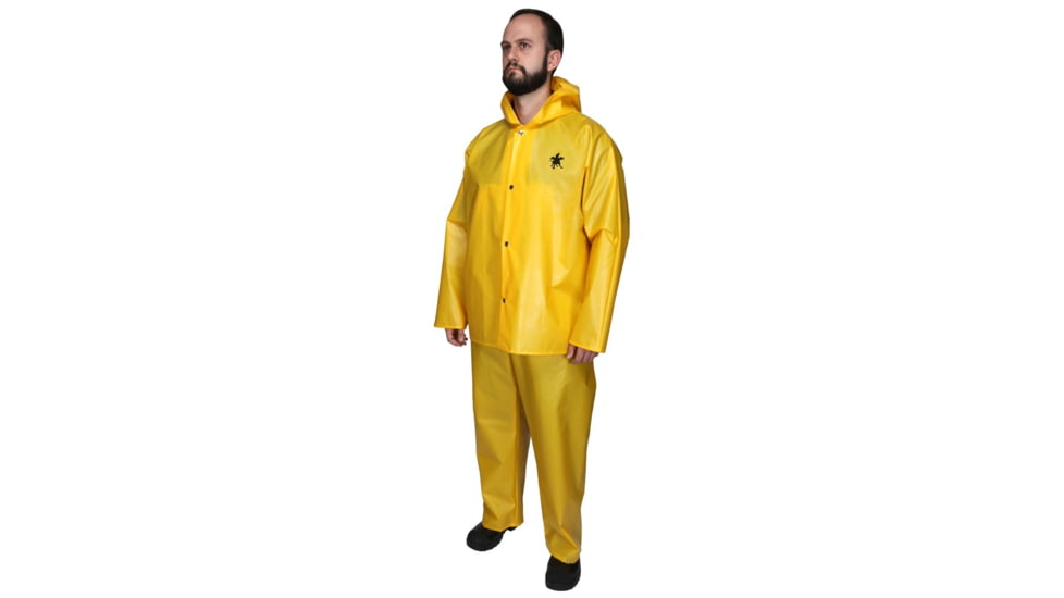 MCR Safety Navigator Series Waterproof Rain Jacket, .25mm TPU/Nylon, Attached Hood, Yellow, 2X, 560JHX2