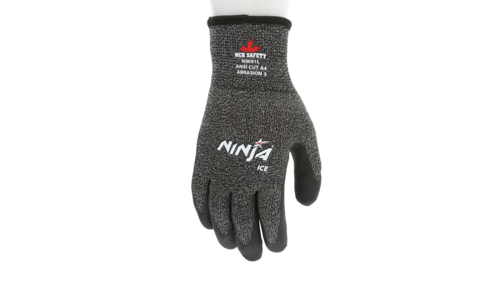 MCR Safety Ninja Ice Insulated Cut Resistant Work Gloves, 15 Gauge Nylon with Acrylic Terry Interior, Black, Medium, N9691M