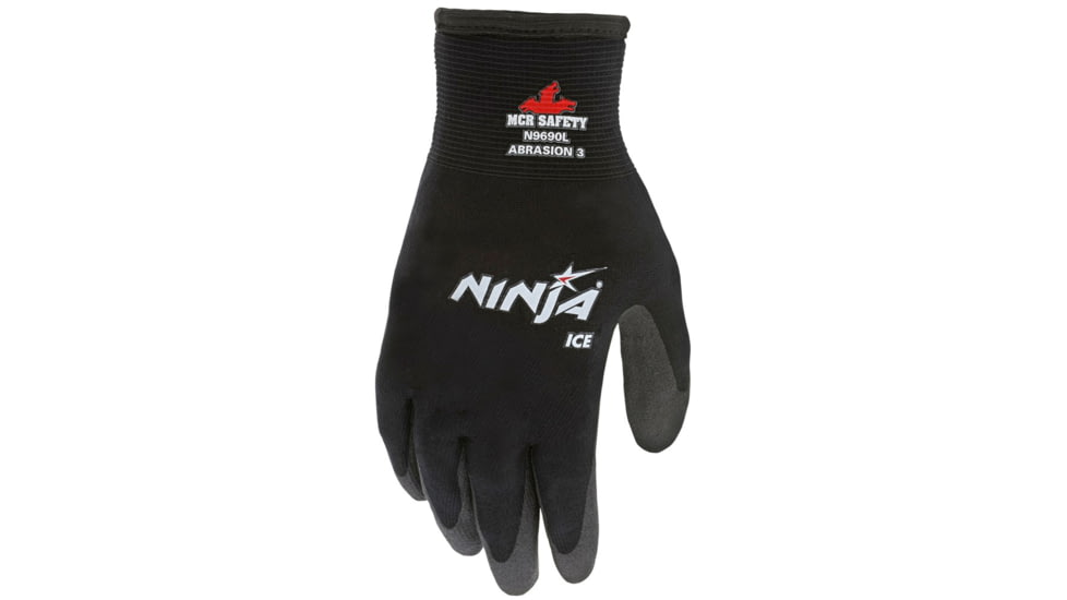 MCR Safety Ninja Ice Insulated Work Gloves, 15 Gauge Nylon with Acrylic Terry Interior, Black, XX - Large, N9690XXL