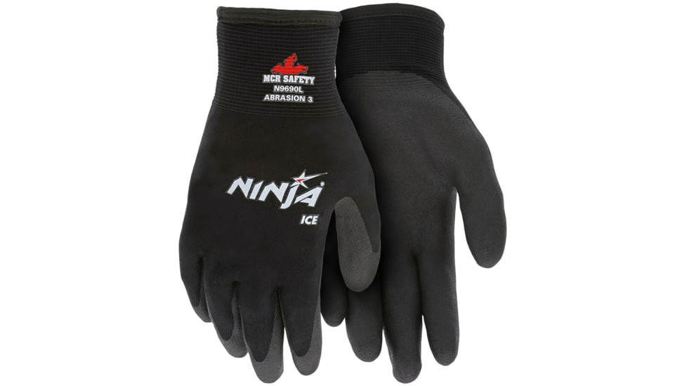 MCR Safety Ninja Ice Insulated Work Gloves, 15 Gauge Nylon with Acrylic Terry Interior, Black, XX - Large, N9690XXL