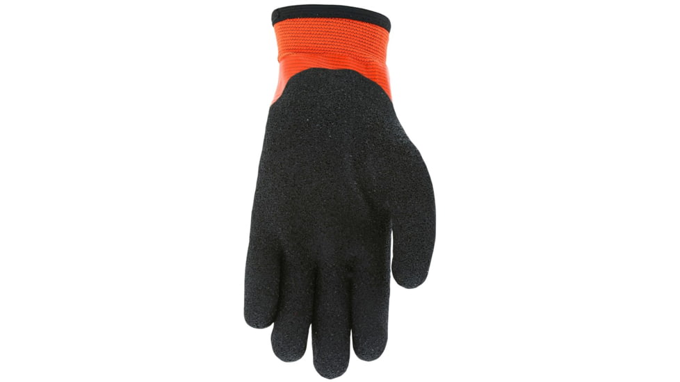 MCR Safety Ninja Work Gloves, 15 Gauge Nylon Shell, 7 Gauge Acrylic Terry Interior, Rough Over the Knuckle Outer Dip, Black/Orange, Large, N9695L