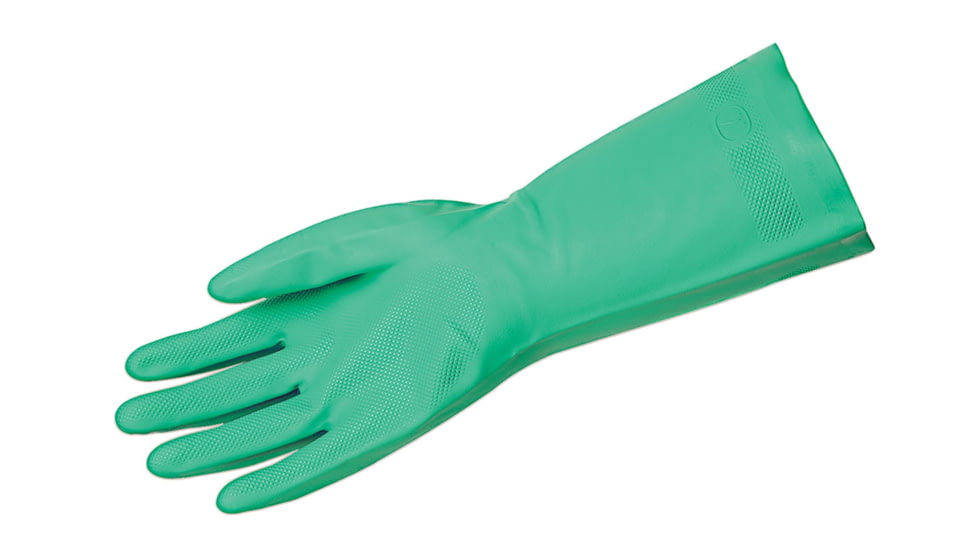 MCR Safety Nitri-Chem Flock Lined Nitrile Gloves, Industrial Grade, 13in Length, 18 mil Thickness, Green, XX - Large, 5331S
