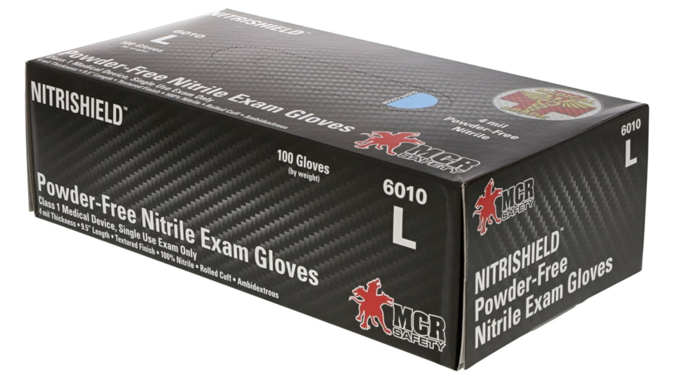 MCR Safety NitriShield Disposable Gloves, Premium 4 mil Nitrile, Medical Grade, Textured Grip and Powder Free, Blue, Small, 6010S