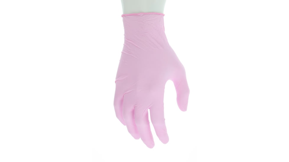 MCR Safety Nitrishield Disposable Nitrile Gloves, Premium 4 mil Nitrile, Medical Grade, Textured Grip and Powder Free, Pink, Small, 6010PS