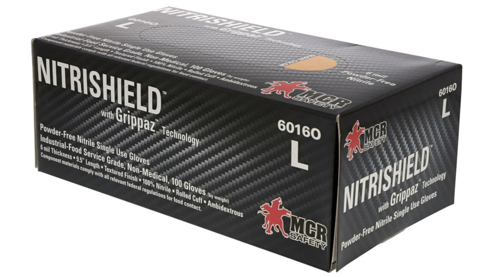 MCR Safety NitriShield with Grippaz Technology Disposable Nitrile Gloves, Powder Free Industrial Food Service Grade, 9.5in Length, 6 mil Thickness, Orange, XX - Large, 6016OXXL