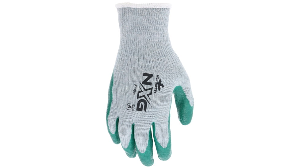 MCR Safety NXG Work Gloves, 10 Gauge Cotton Polyester Shell, Nitrile Palm and Fingers, Green/Gray, X - Large, FT350XL