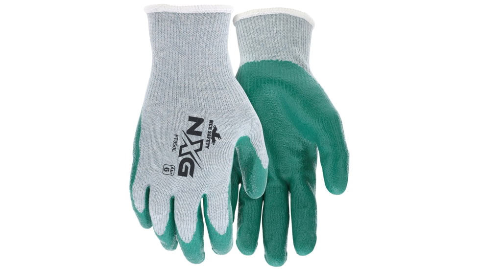 MCR Safety NXG Work Gloves, 10 Gauge Cotton Polyester Shell, Nitrile Palm and Fingers, Green/Gray, X - Large, FT350XL