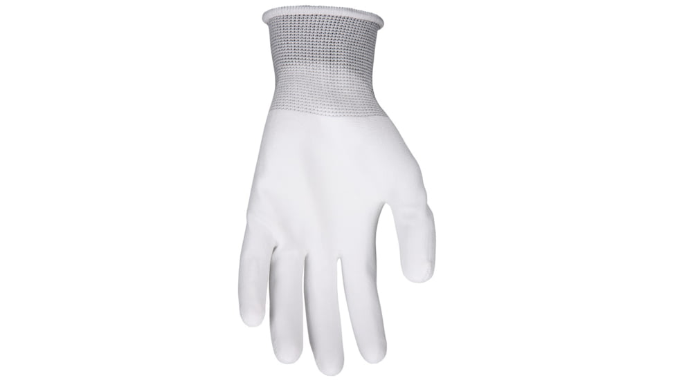 MCR Safety NXG Work Gloves, 13 Gauge Polyester Shell, PU Palm and Fingertips, White, Medium, 96655M