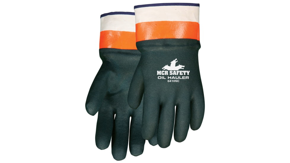 MCR Safety Oil Hauler Double Dipped PVC Work Gloves, Soft Jersey Lining, Protective Safety Cuff, Hunter Green, Large, 6410SC