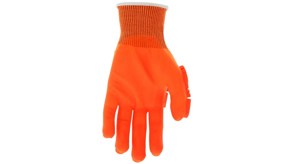 MCR Safety Predator Mechanics Hi-Vis Impact Resistant Work Gloves, Tire Tread TPR on Back, Fingers, and Thumb, Breathable Nitrile Palm adds Wet and Dry Grip, Orange, Large, PD3950L