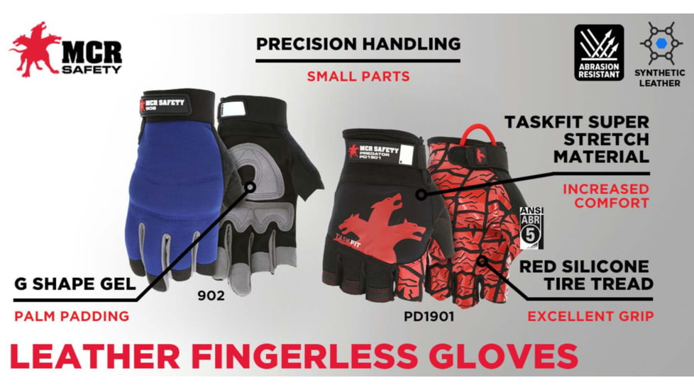 MCR Safety Predator Mt Taskfit Fingerless Silicone - PD1901XXL