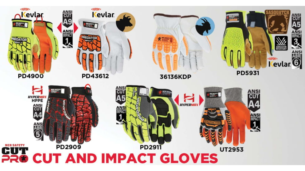 MCR Safety Predator Impact 1 Maxgrid Hiviz Cutpro - PD4900XXXL