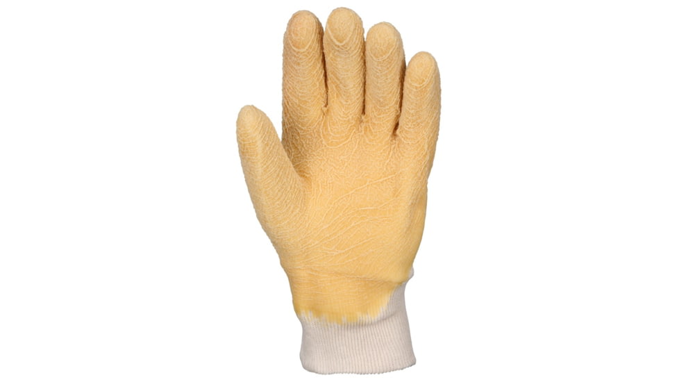 MCR Safety Premium Tufftex Series Rubber Coated Canvas Work Gloves, Crinkle Texture Finish, Comfortable Knit Wrist, Yellow/Natural, Large, 6825