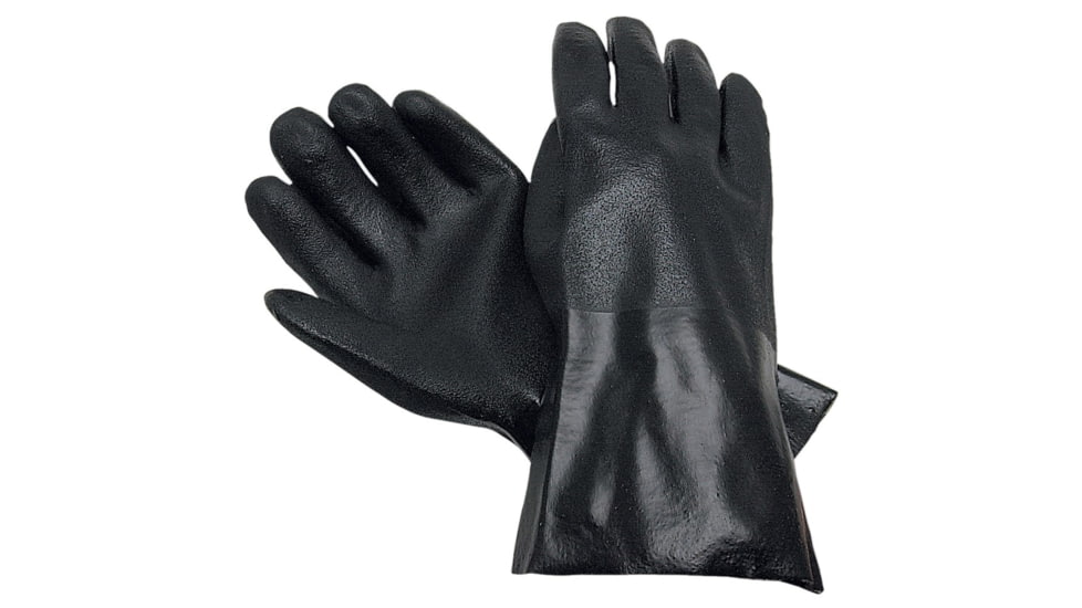 MCR Safety PVC Coated Work Gloves, Double Dipped with Sandy PVC, Soft Interlock Lining, 14in Length, Black, Large, 6524S