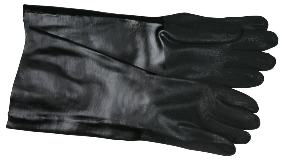 MCR Safety PVC Coated Work Gloves, Double Dipped with Sandy PVC, Soft Interlock Lining, 18in Length, Black, Large, 6528S