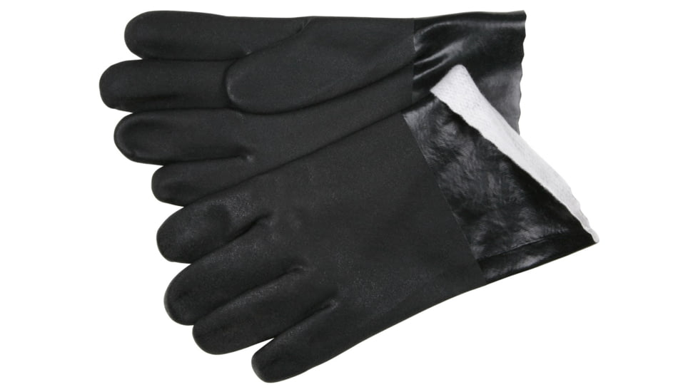MCR Safety PVC Coated Work Gloves, Double Dipped with Sandy PVC, Soft Jersey Lining, 10in Length, Black, Large, 6521SJ