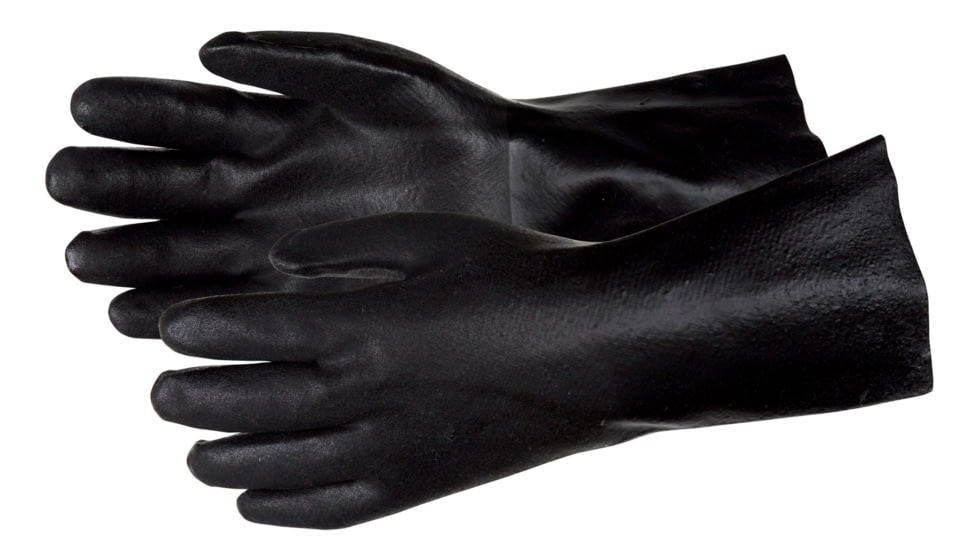 MCR Safety PVC Coated Work Gloves, Double Dipped with Sandy PVC, Soft Jersey Lining, 12in Length, Black, Large, 6522SJ